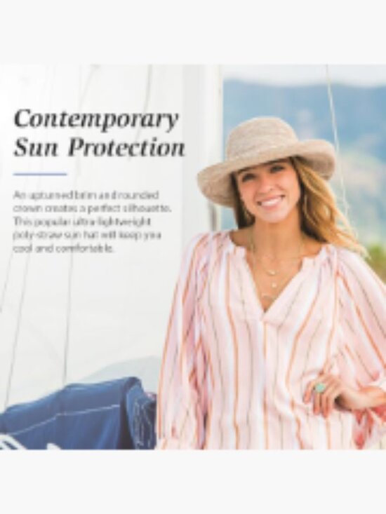 Lightweight Poly-Straw Sun Hat with Drawstring main image 5